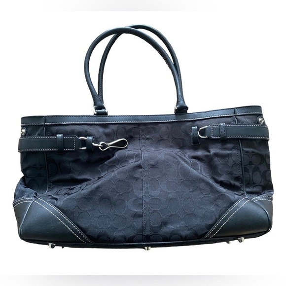 Coach Hampton Carryall Black Signature Canvas Bag - Picture 1 of 9